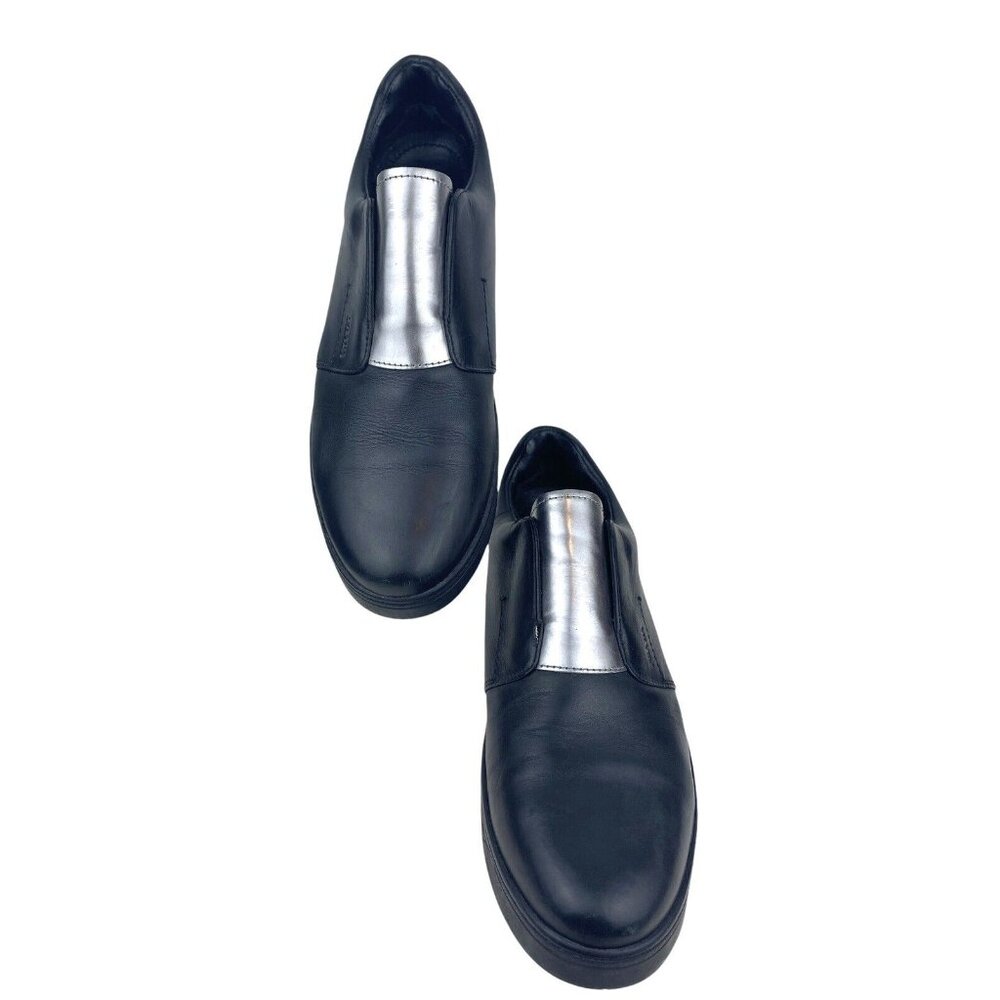 Prada Black Calfskin Leather Silver Chrome Slip On Sneakers 3S6047 US 8 EU 41 - Picture 3 of 16